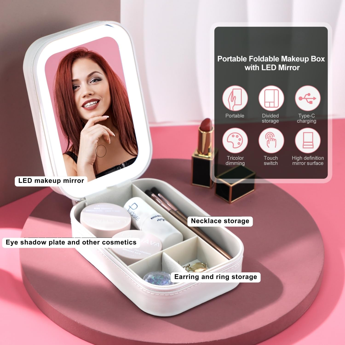 Calvren™ Premium Portable LED Makeup Box With Illuminating Mirror